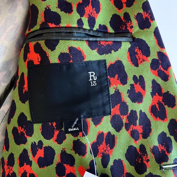 R13 The Kills Alison Mosshart green orange leopard print blazer jacket brand new - Picture 8 of 15